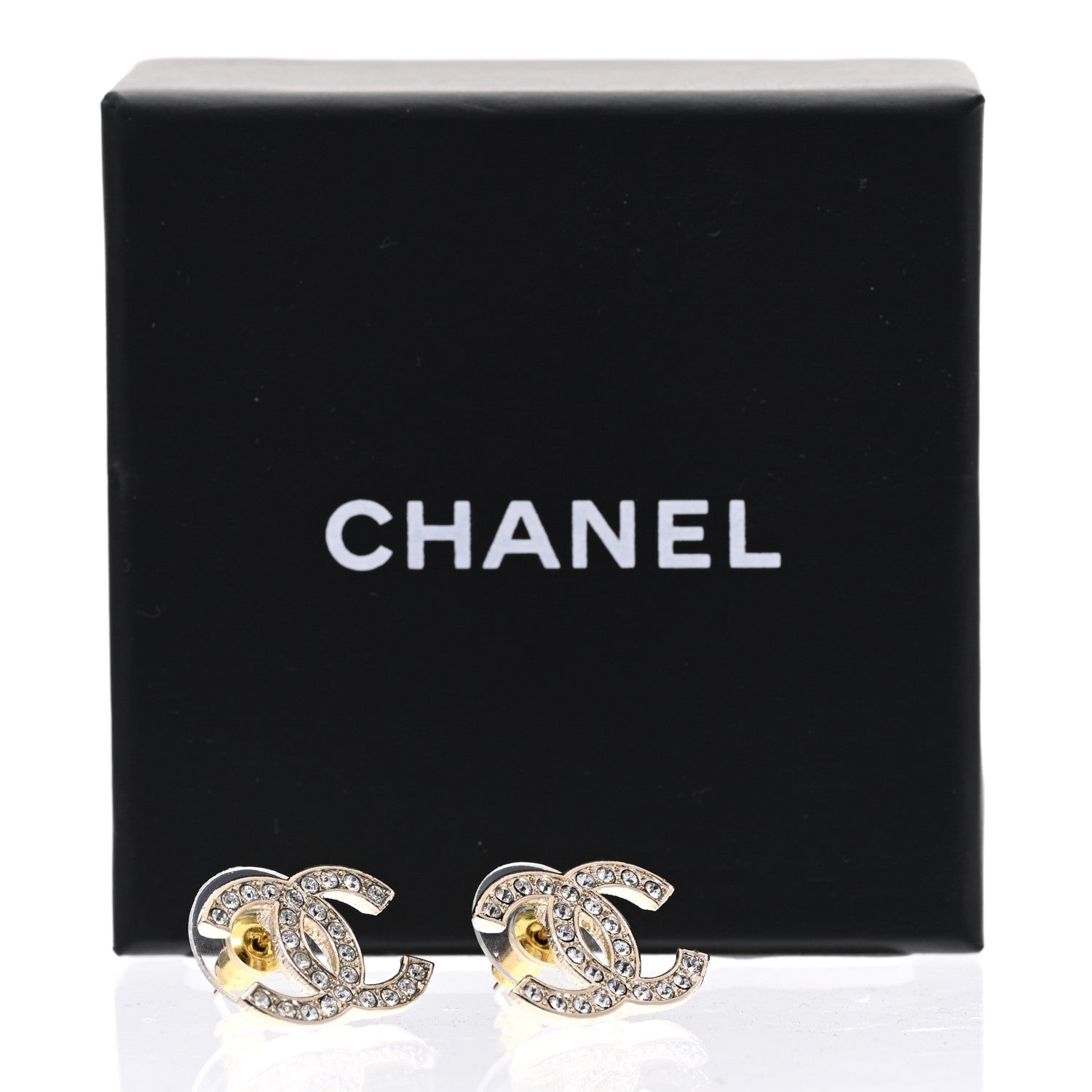 Chanel Crystal CC Earrings Gold 5 of 5