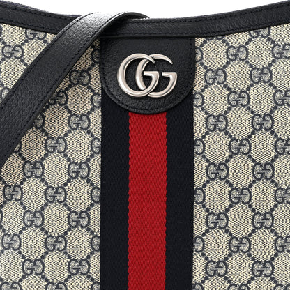 Gucci GG Supreme Monogram Textured Dollar Calfskin Web Small Ophidia Half Moon Hobo Beige Blue 8 of 10