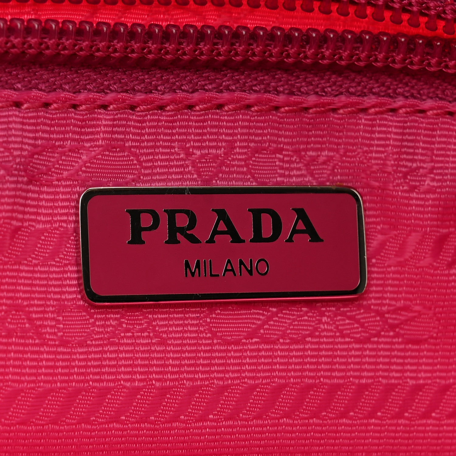 Prada Tessuto Nylon Vela Saffiano Necessaire Wristlet Pouch Fuxia 6 of 10
