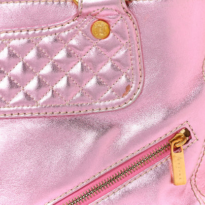 Celine Metallic Lambskin Quilted Boogie Satchel Pink 8 of 26