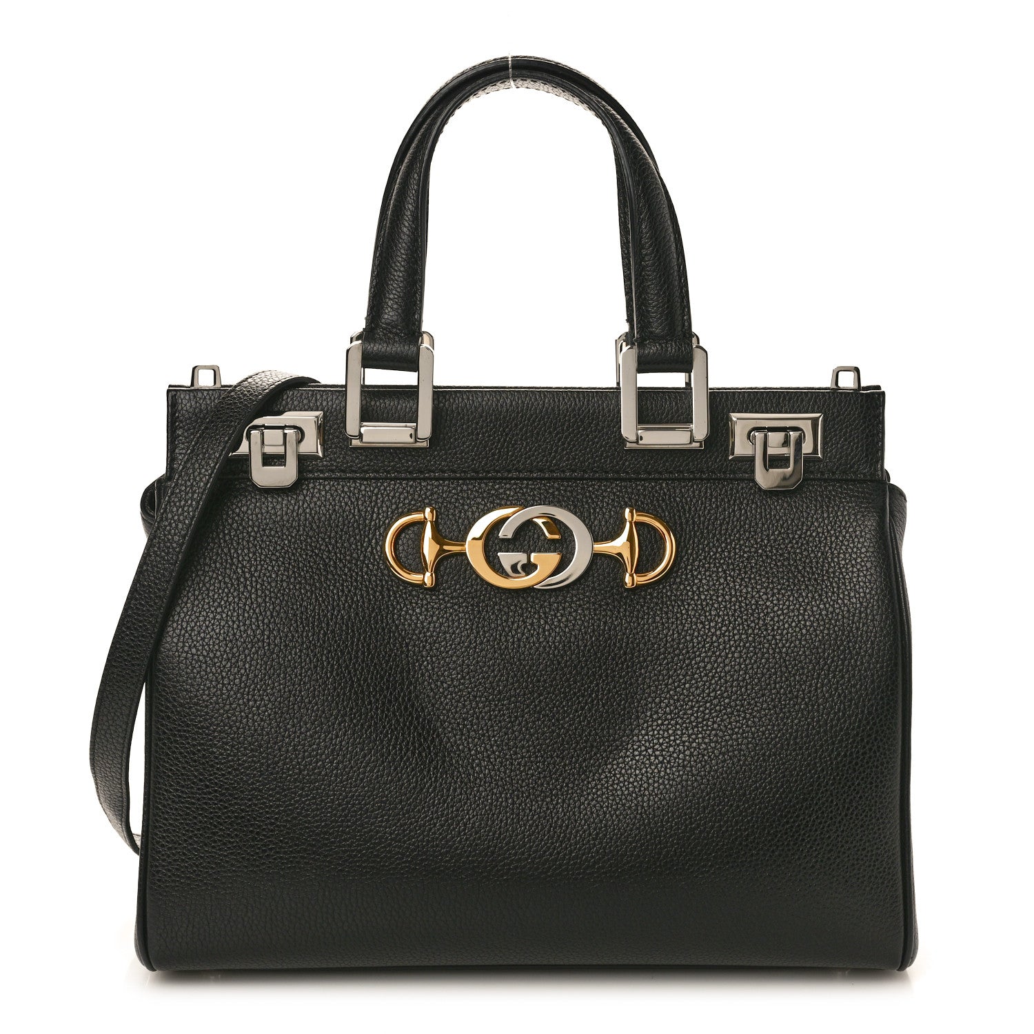 Gucci Grainy Calfskin Small Zumi Top Handle Bag Black 1 of 10