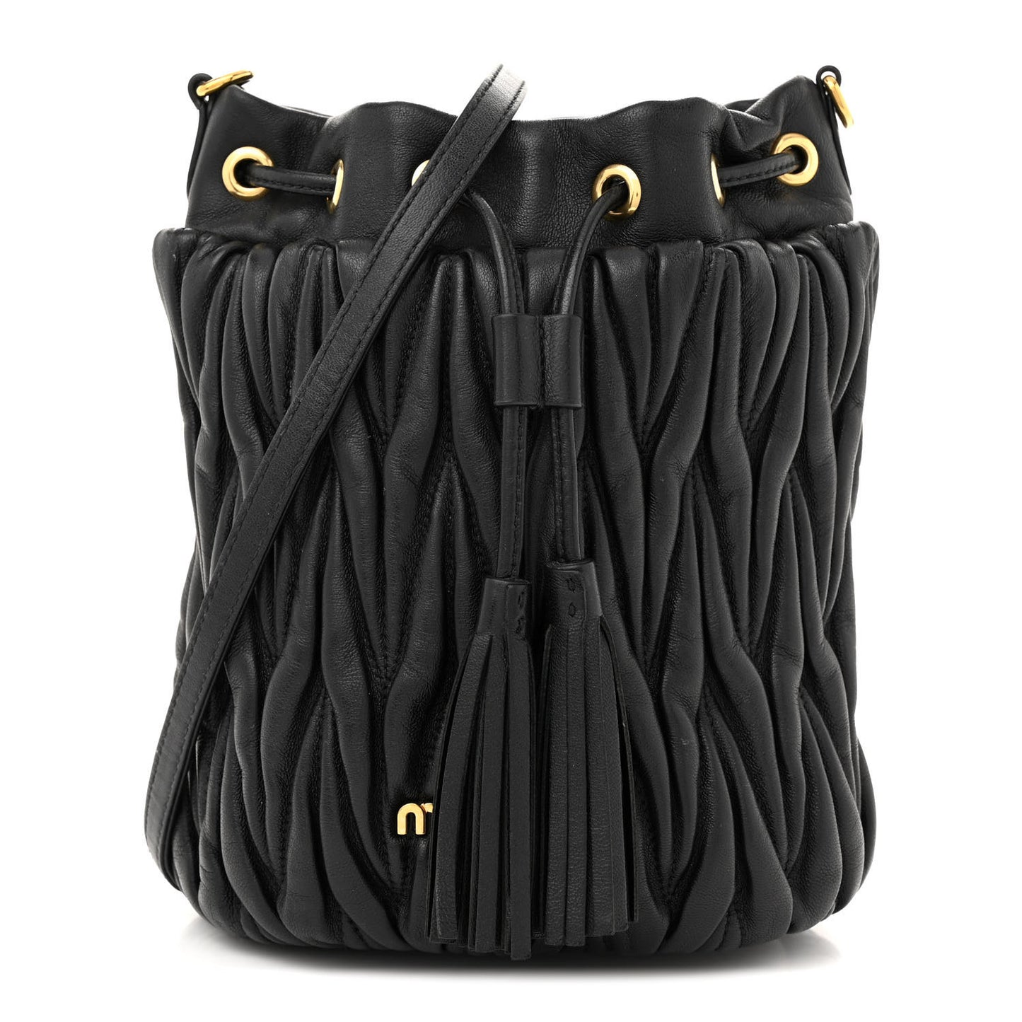 Nappa Matelasse Small Bucket Bag Black