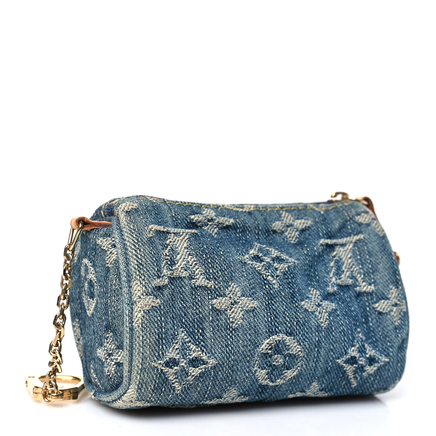 Louis Vuitton Monogram Denim Pochette Speedy PM Key Holder Blue 3 of 7