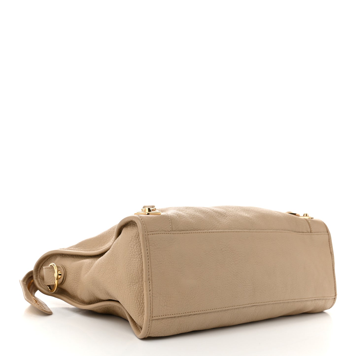 Shiny Goatskin Gold Metallic Edge Hardware City Beige Sahara