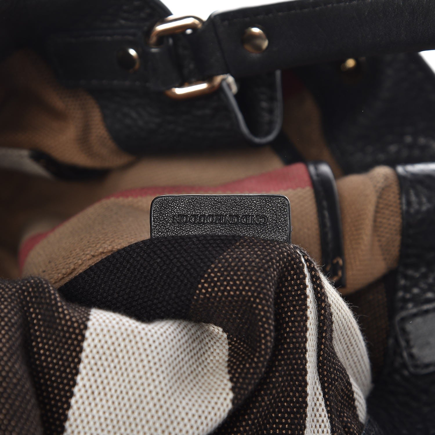 Burberry Grainy Calfskin House Check Small Maidstone Black 8 of 11