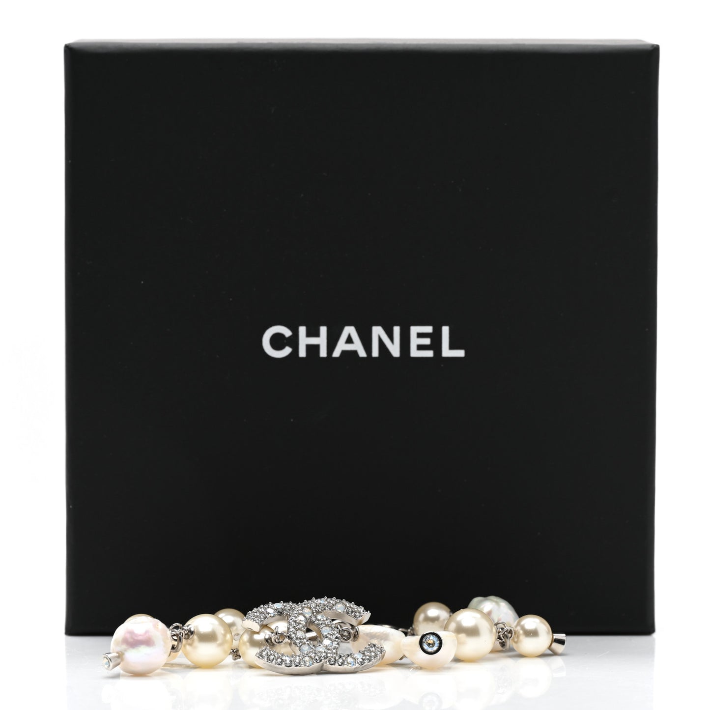Pearl Crystal CC Bracelet Silver