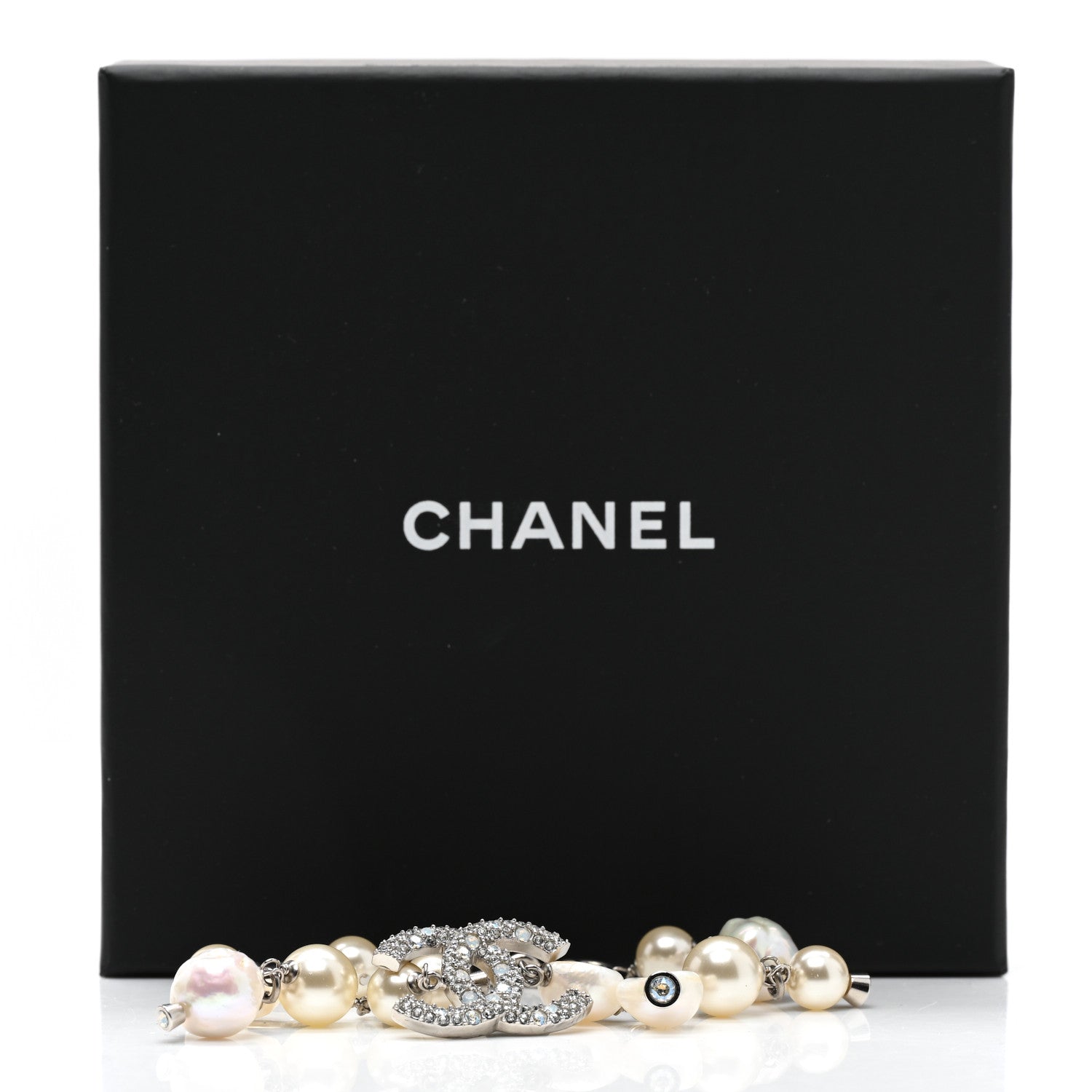 Chanel Pearl Crystal CC Bracelet Silver 5 of 5