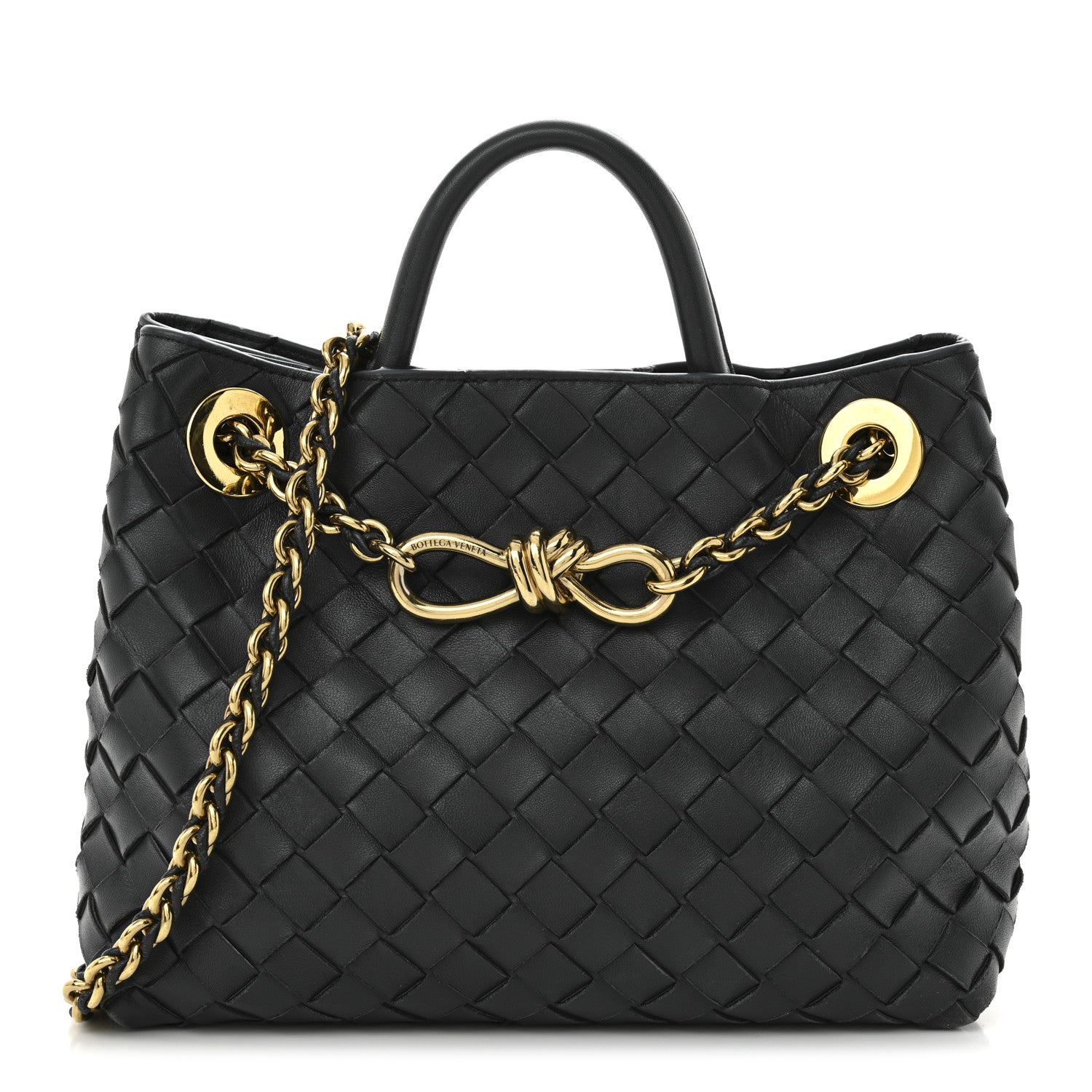Bottega Veneta Nappa Intrecciato Small Andiamo With Chain Shoulder Bag Black 1 of 10