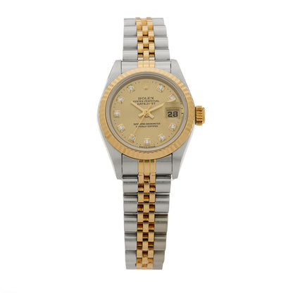 Rolex Stainless Steel 18K Yellow Gold Diamond 26mm Oyster Perpetual Datejust Watch Champagne 69173 1 of 4
