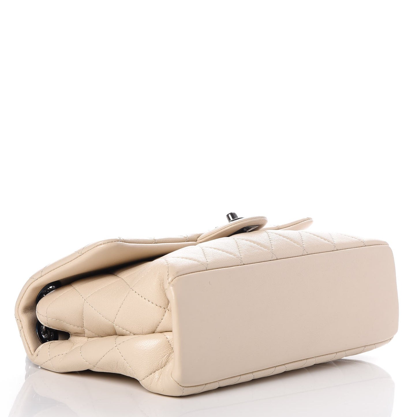 Goatskin Quilted Medium Flap Off White