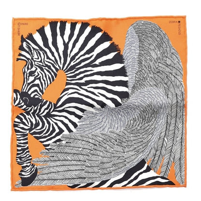 Hermes Silk Carre Zebra Pegasus Nano Scarf 20 Orange Vif Black 1 of 4
