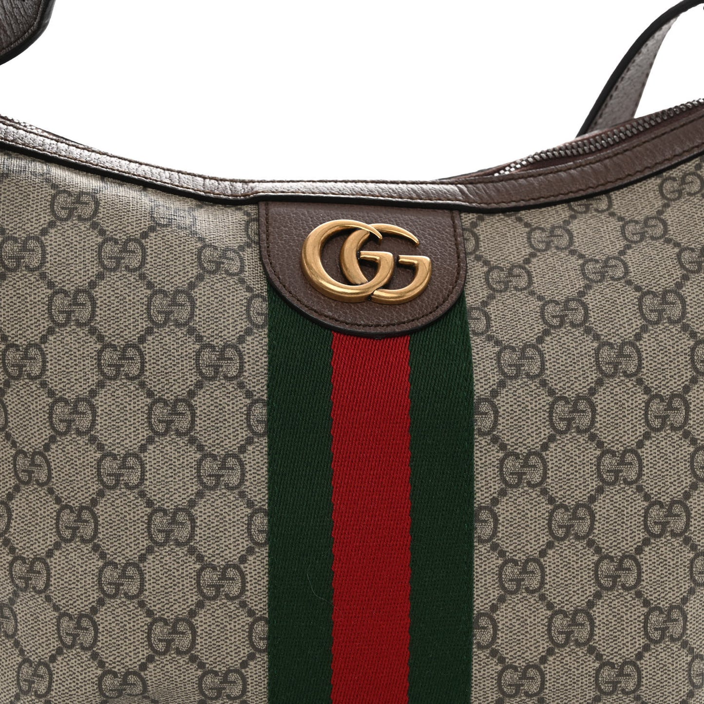 GG Supreme Monogram Web Small Ophidia Half Moon Hobo Brown