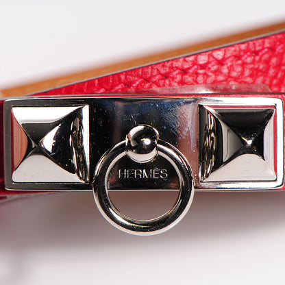 Hermes Epsom Rivale Double Tour Bracelet M Rouge Casaque 6 of 9