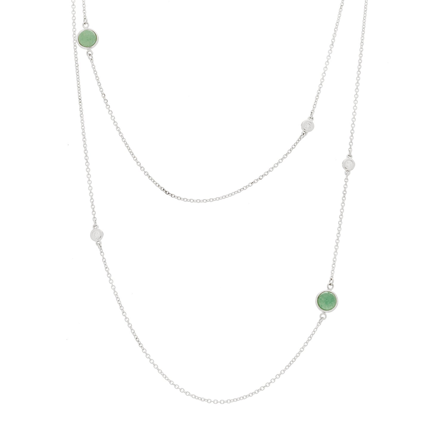 Sterling Silver Diamond Green Aventurine Elsa Peretti Color By The Yard Sprinkle Necklace