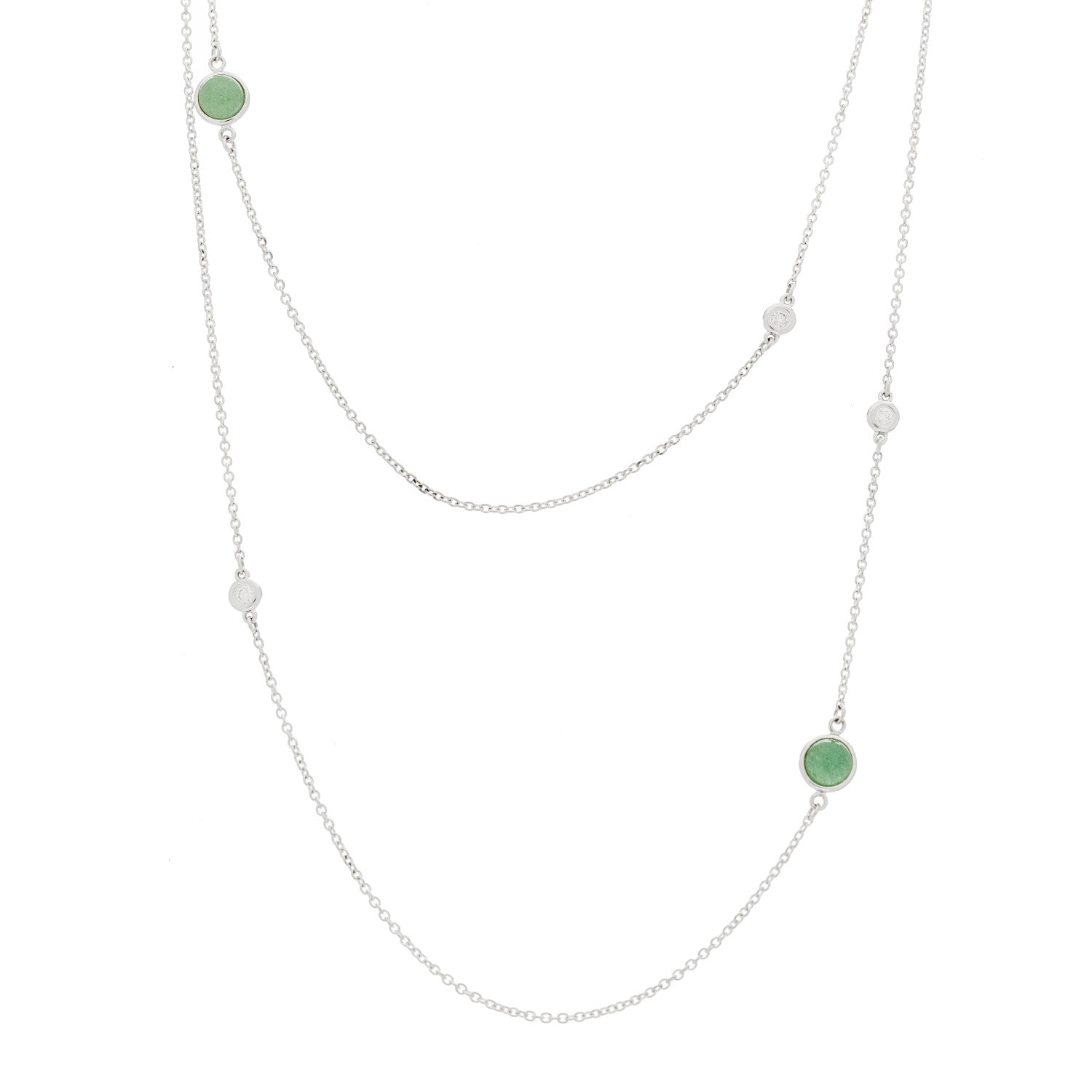 Tiffany Sterling Silver Diamond Green Aventurine Elsa Peretti Color By The Yard Sprinkle Necklace 1 of 6