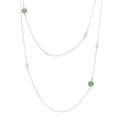 Tiffany Sterling Silver Diamond Green Aventurine Elsa Peretti Color By The Yard Sprinkle Necklace 1 of 6