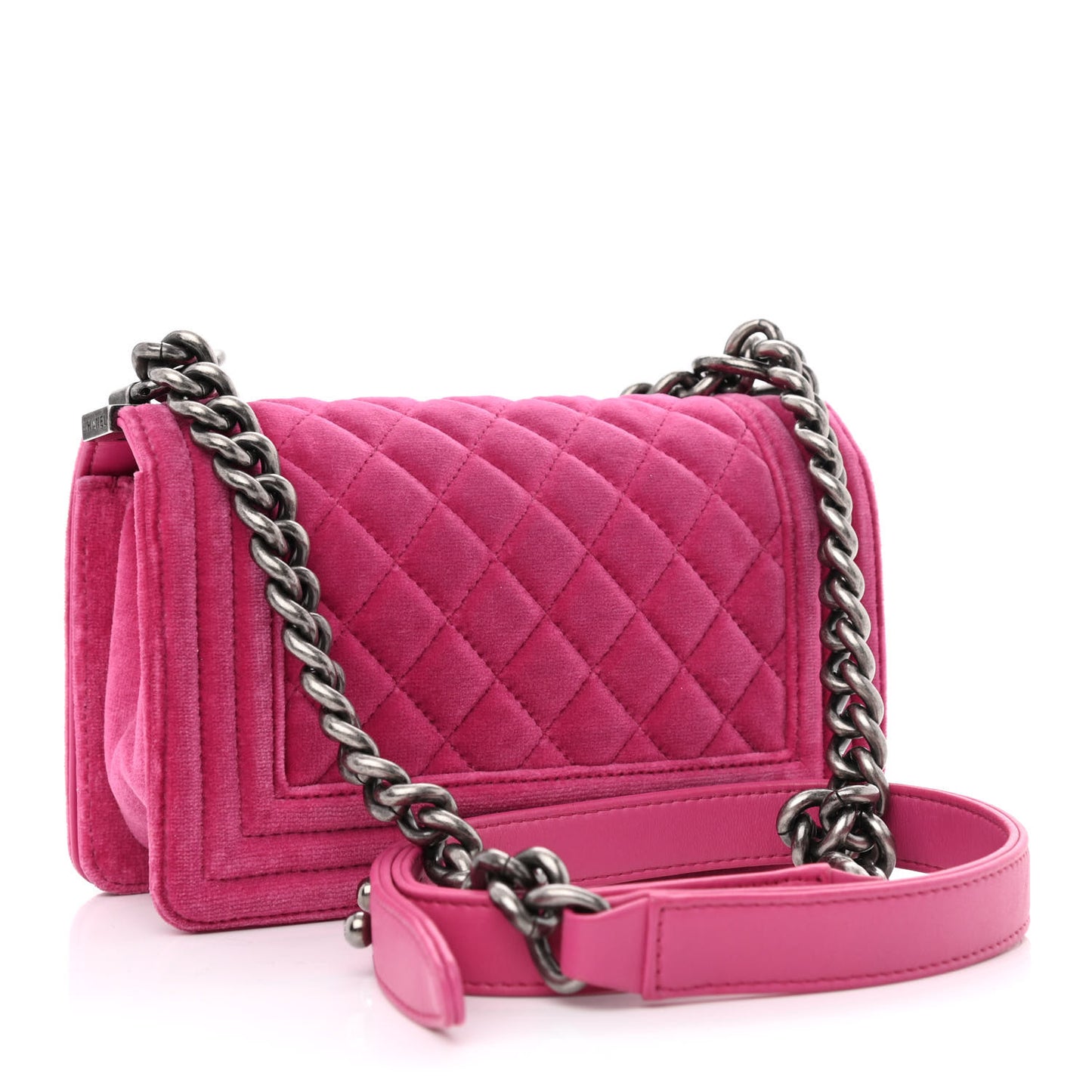 Velvet Quilted Small Boy Flap Pink