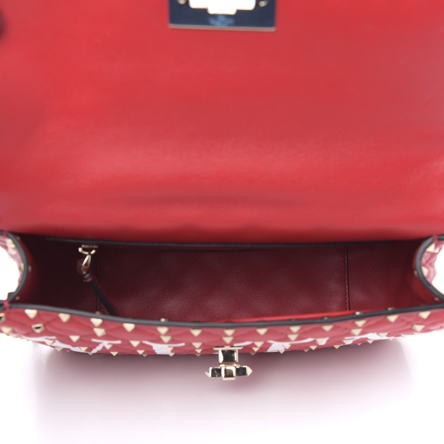 Valentino Garavani Lambskin VLTN Print Medium Rockstud Spike Shoulder Bag Red 6 of 11