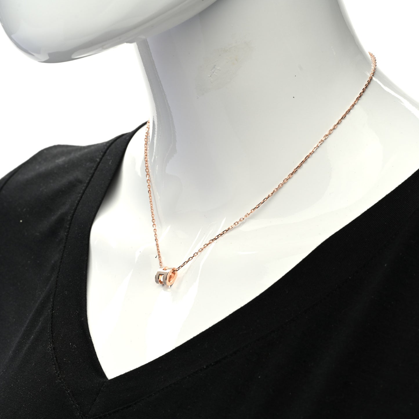 Lacquered Rose Gold Mini Pop H Pendant Necklace Marron Glace