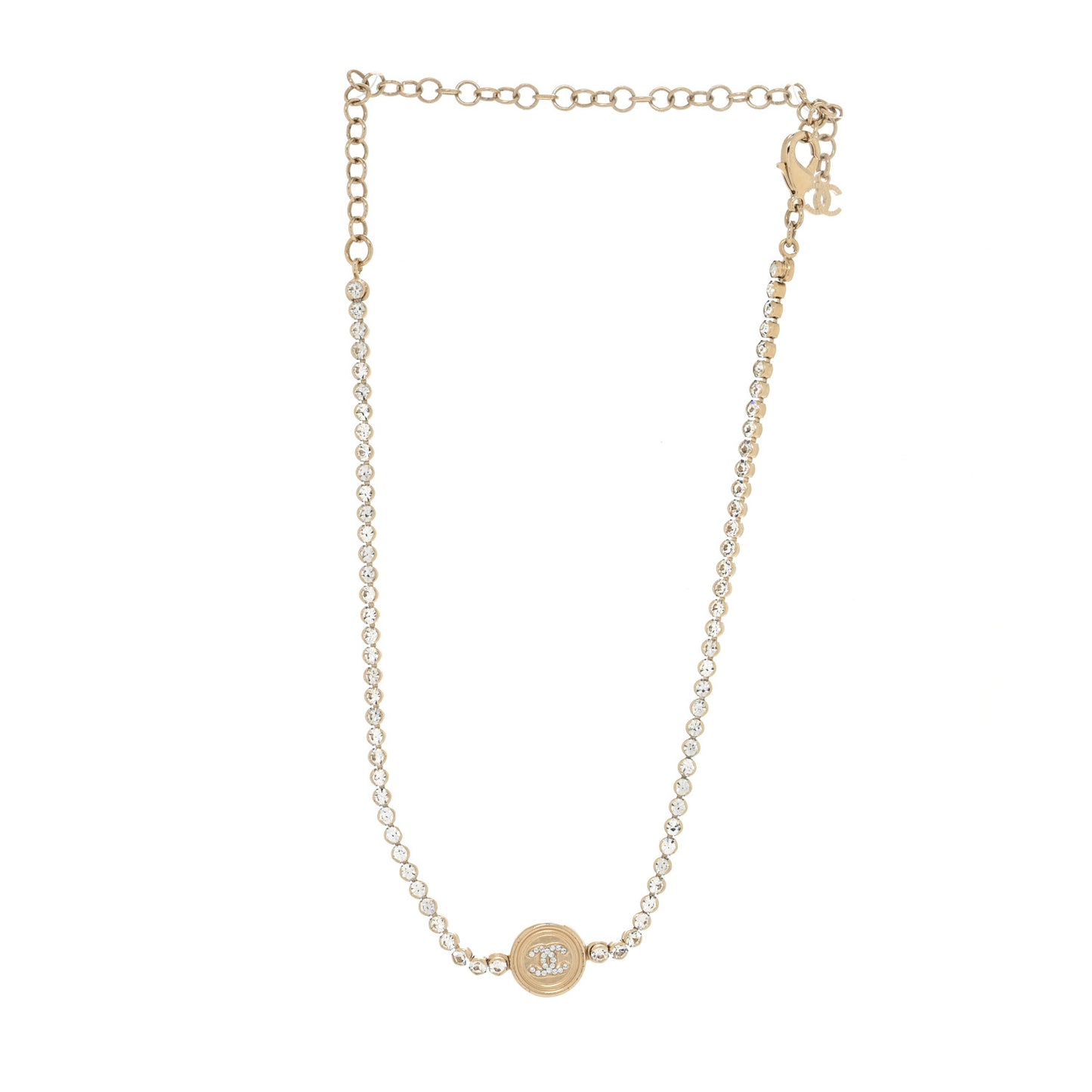 Crystal CC Chain Short Necklace Gold