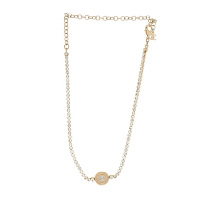 Chanel Crystal CC Chain Short Necklace Gold 2 of 3