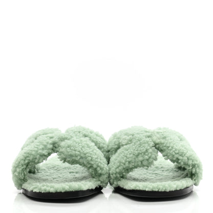 Hermes Woolskin Oran Sandals 38.5 Vert d'eau 2 of 9