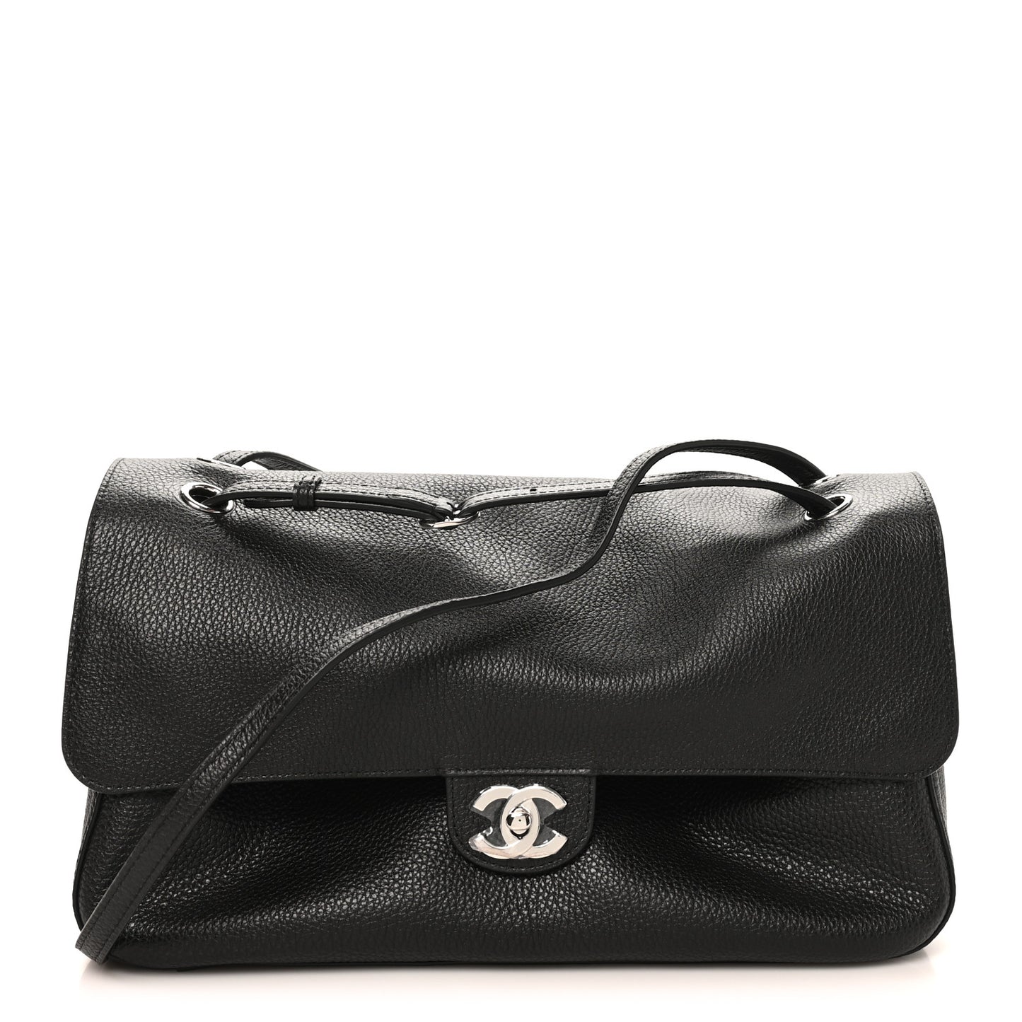 Grained Calfskin Small Souplissimo Maxi Flap Black