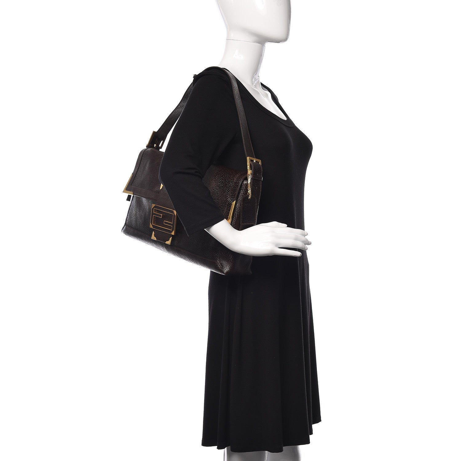 Fendi Vitello Large Convertible Baguette Moro 2 of 10