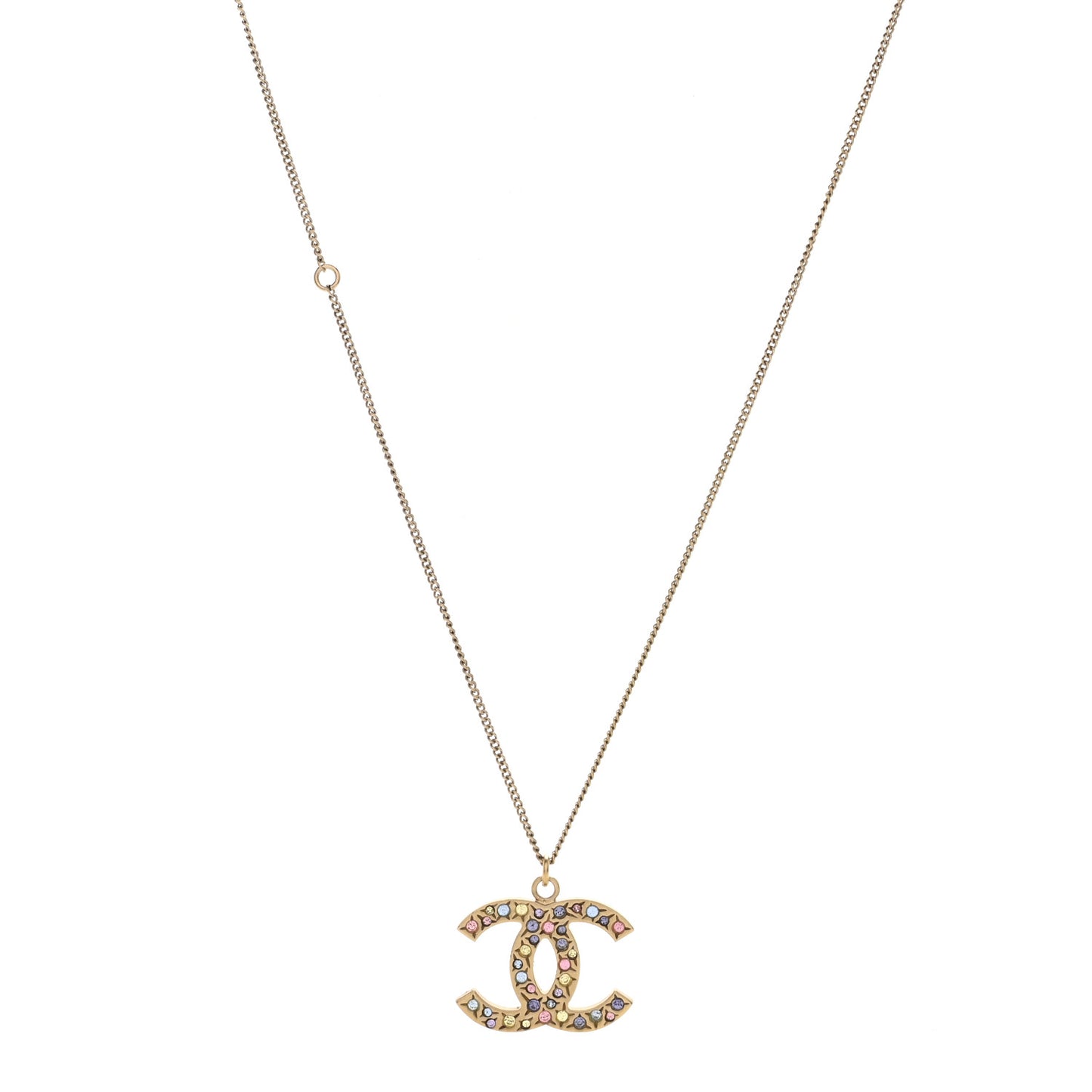 Crystal CC Necklace Light Gold Multicolor