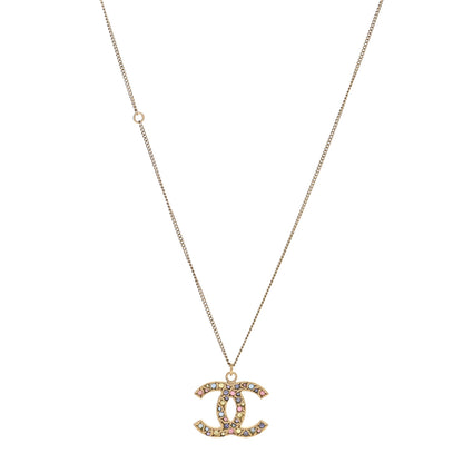 Chanel Crystal CC Necklace Light Gold Multicolor 1 of 7
