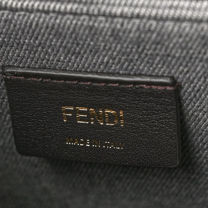 Fendi Chenille Vitello Grace FF Embroidered Small Fendi Sunshine Shopper Tote Dark Blue Grey 7 of 11