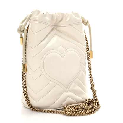 Gucci Calfskin Matelasse Mini GG Marmont 2.0 Bucket Bag White 3 of 8