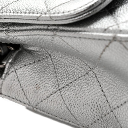 Chanel Metallic Caviar Quilted Medium CC Slide Flap Silver 25 of 27