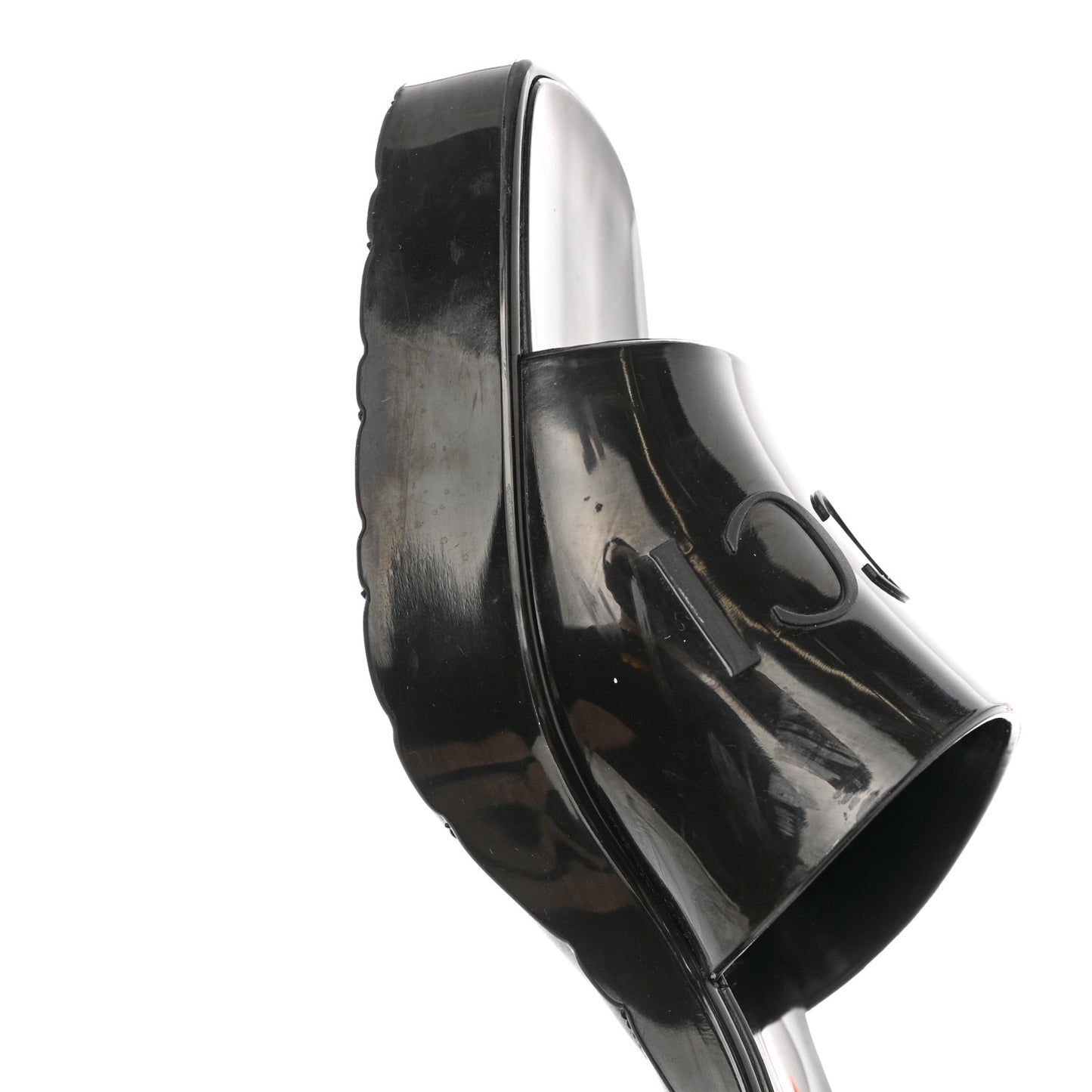 Rubber Gucci Logo Womens Platform 20/60mm Slide Sandals 39 Black