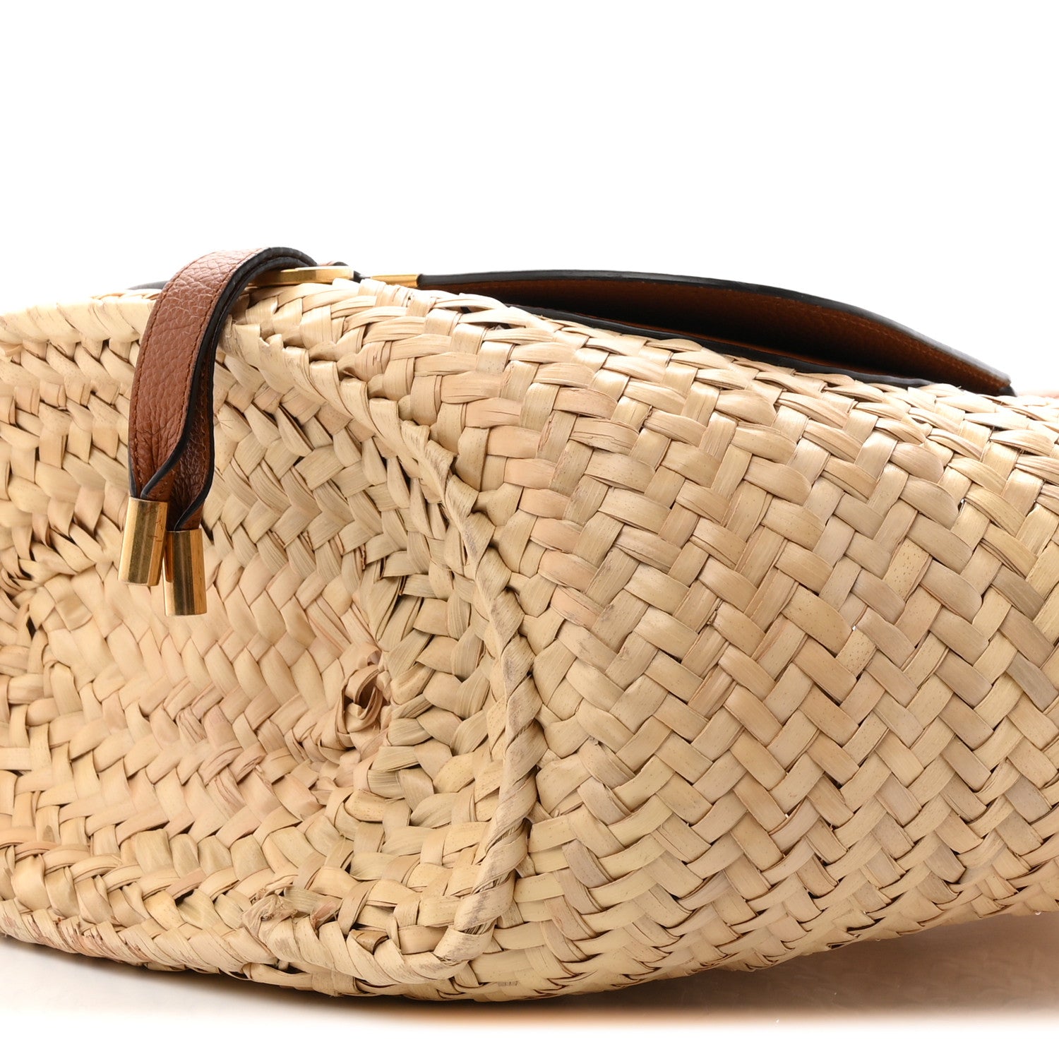 Chloe Raffia Small Grain Calfskin Medium Marcie Basket Tan 10 of 10