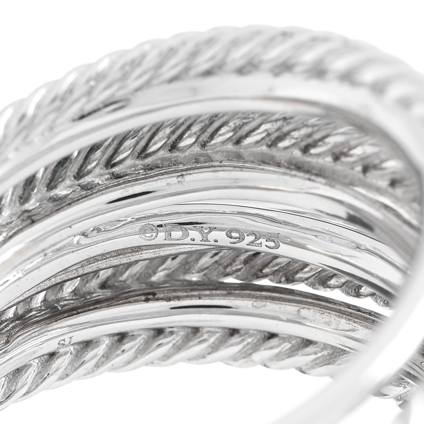 Sterling Silver Diamond 17.8mm Crossover Cable Ring 52 6