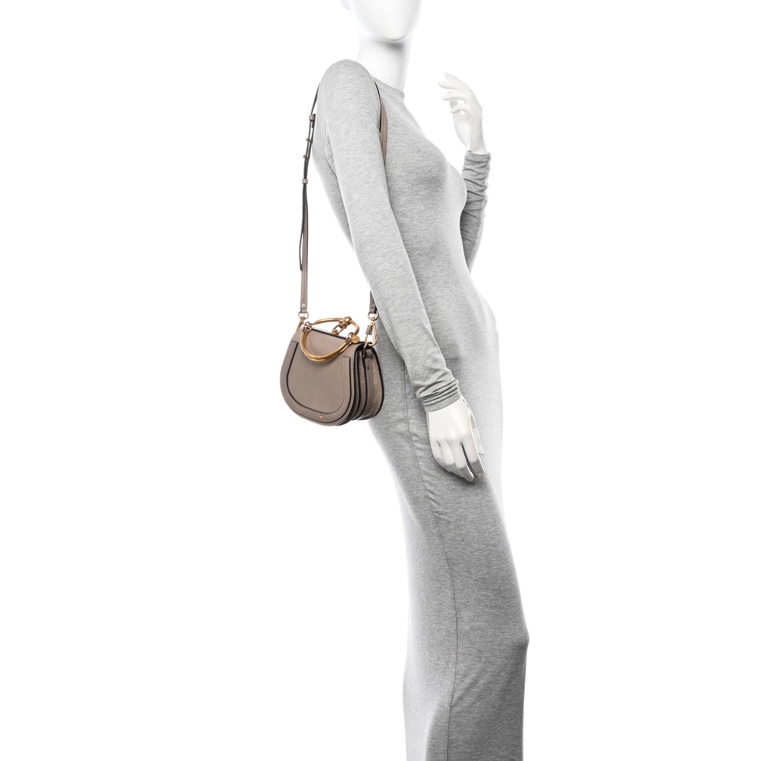 Chloe Calfskin Suede Small Nile Bracelet Bag Motty Grey 2 of 13