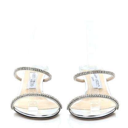 Jimmy Choo Metallic Calfskin Crystal Brea 65 Sandals 39 Silver 2 of 7