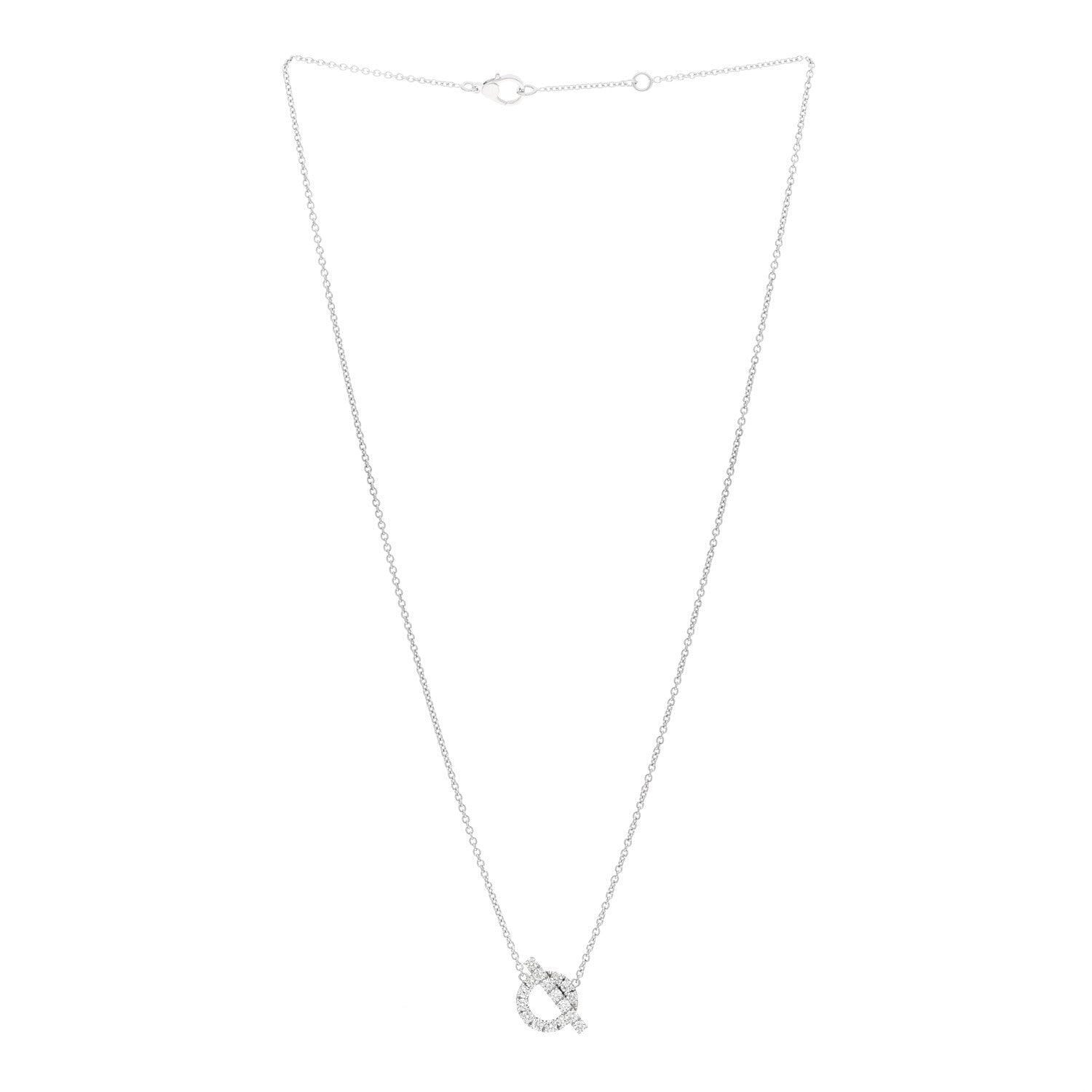 Hermes 18K White Gold Diamond Finesse Pendant Necklace 3 of 5