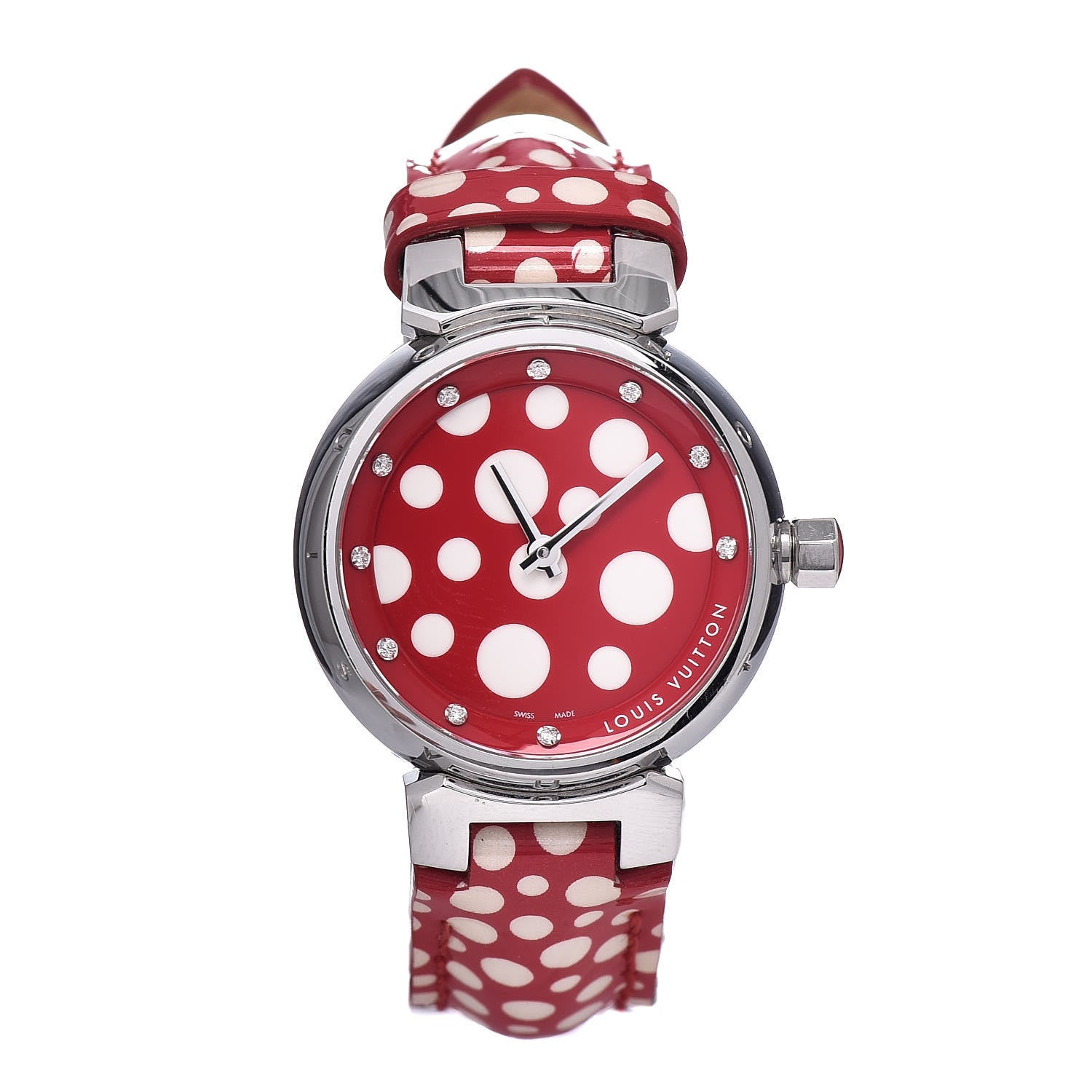 Louis Vuitton Stainless Steel Vernis Diamond 28mm Tambour Kusama Infinity Dots Quartz Watch 1 of 8
