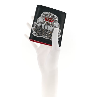 Christian Louboutin Calfskin Embellished Crown Compact Wallet Black 2 of 12