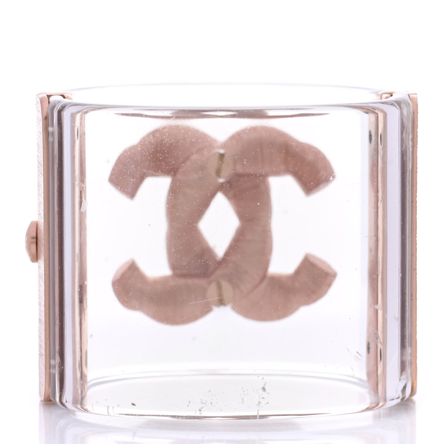 Lucite Crystal CC Cuff Transparent Pink Gold