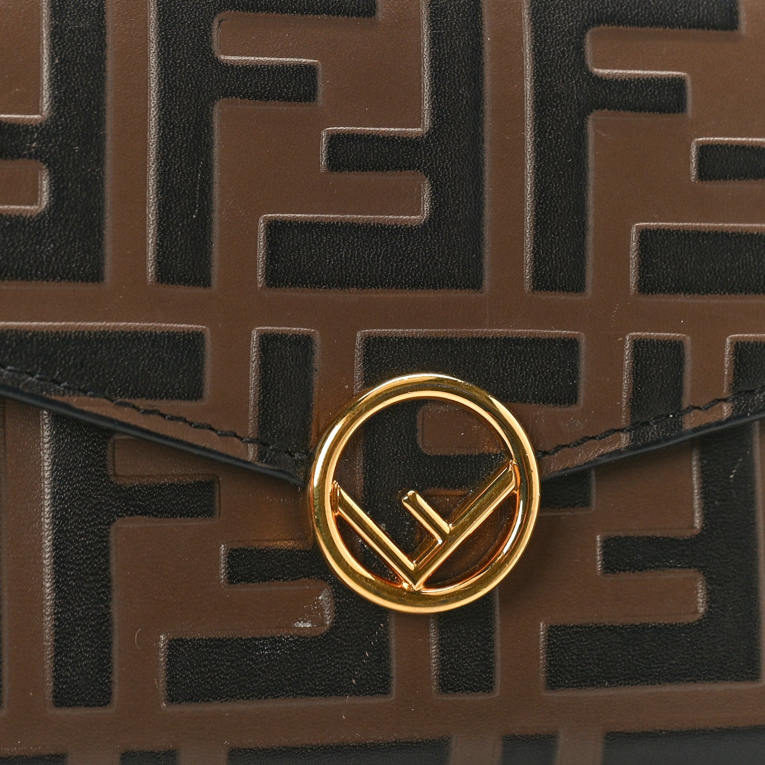 Fendi Vitello Soft F is Fendi Bi-Color FF 1974 Embossed Continental Envelope Wallet On Chain Maya Black 8 of 10