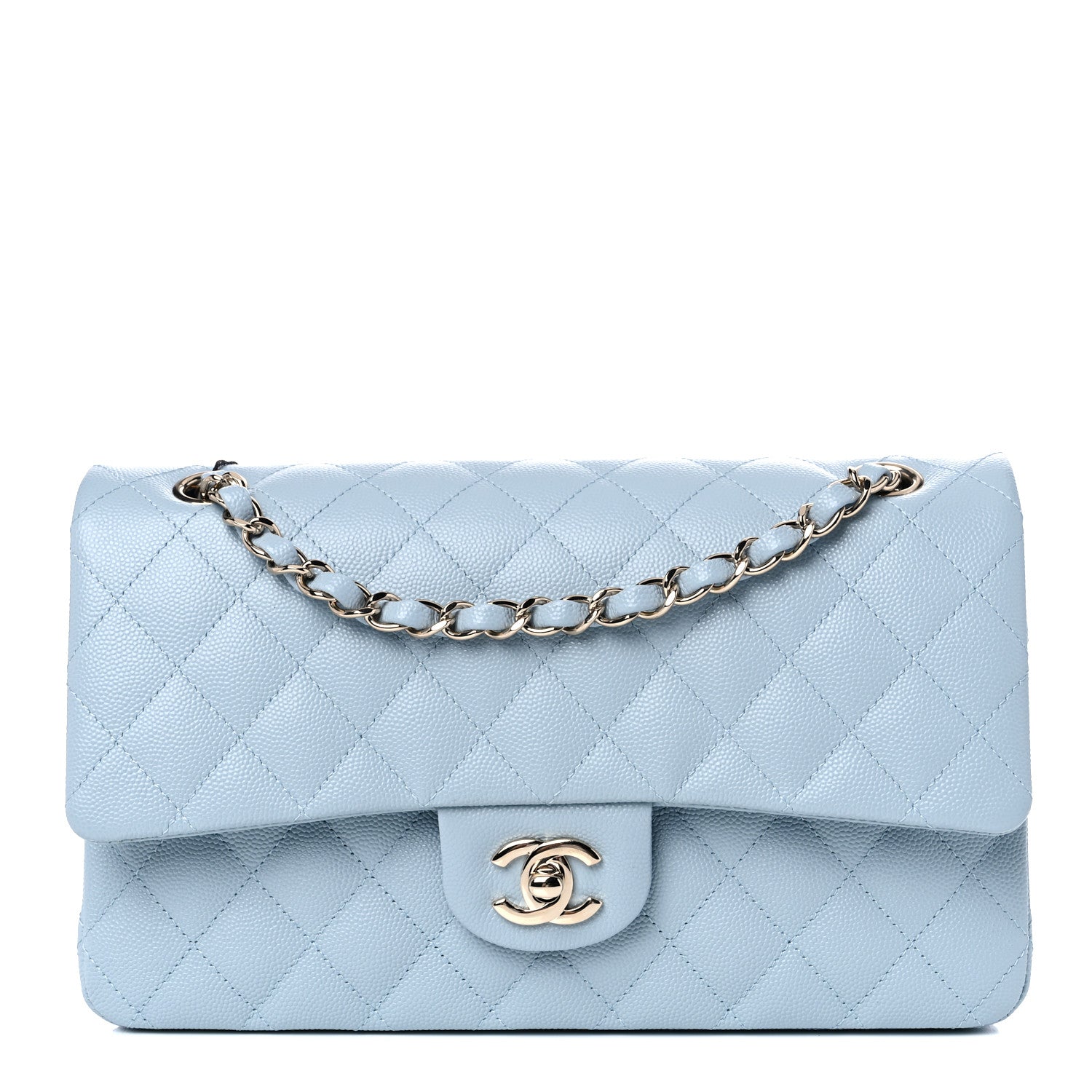 Chanel Caviar Quilted Medium Double Flap Light Blue 1 of 10