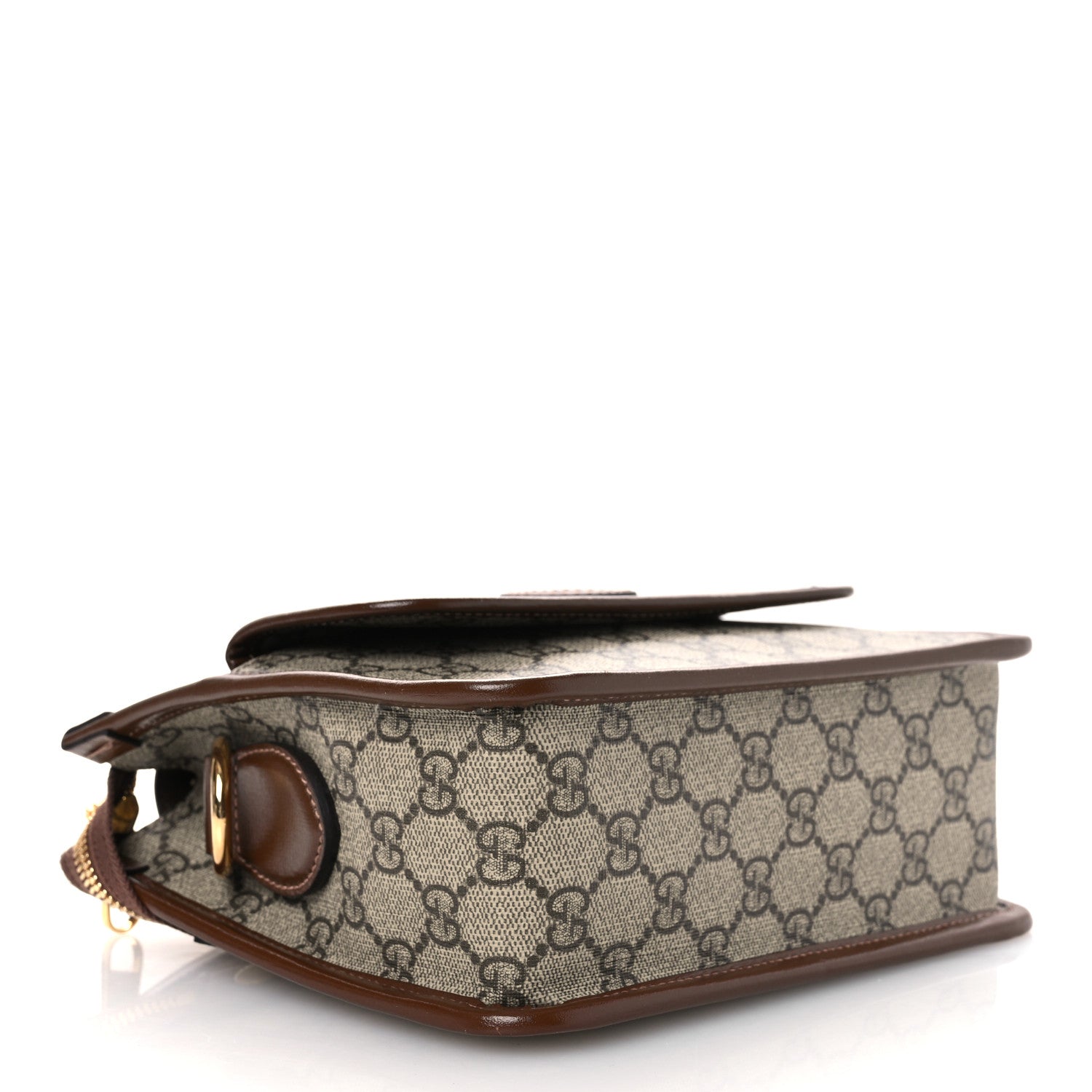 Gucci GG Supreme Monogram Azalea Calfskin Retro Interlocking G Wristlet Messenger Bag Beige Ebony Brown Sugar 3 of 10