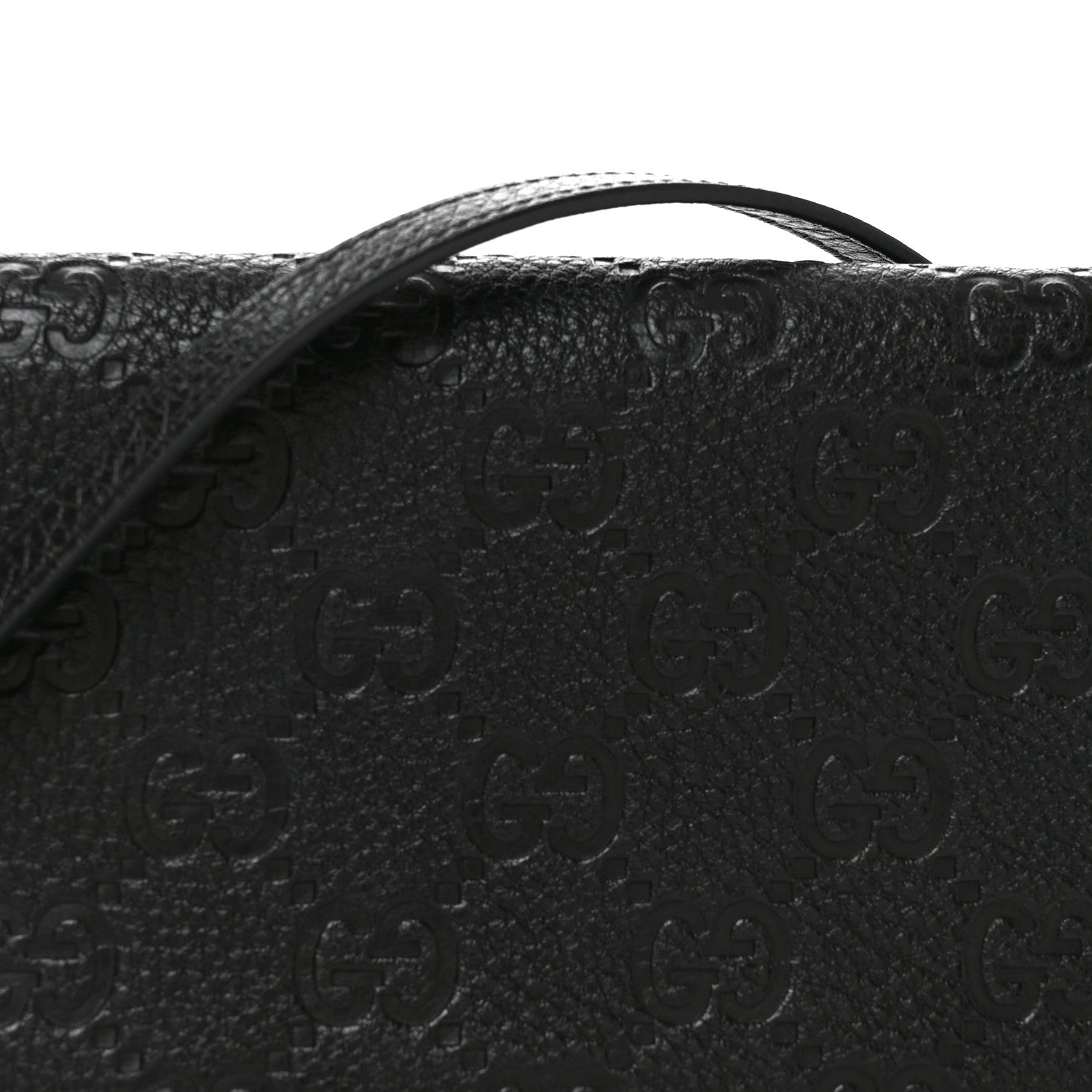 Gucci GG Grainy Calfskin Emblem Wallet On Chain Black 8 of 11
