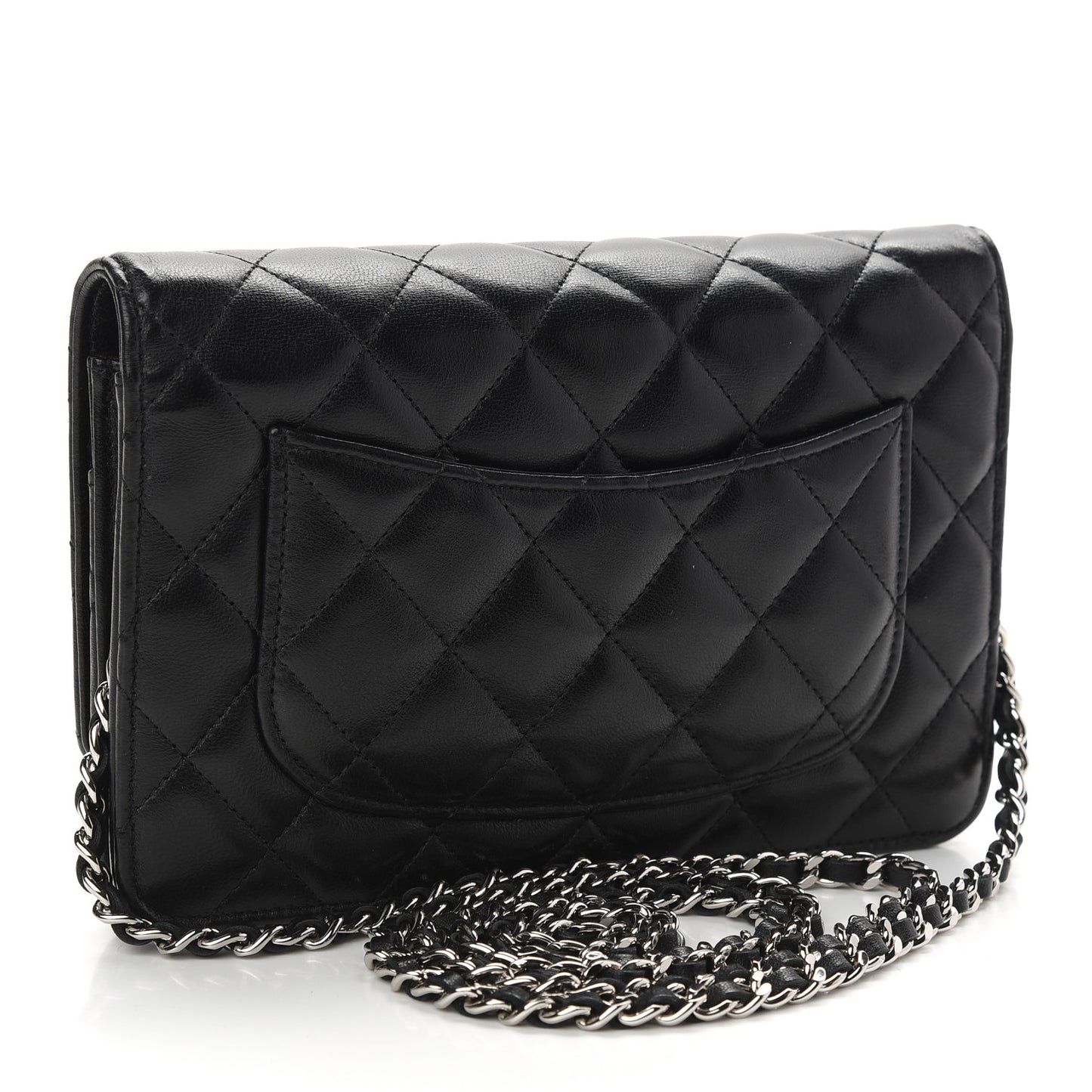 Lambskin Quilted Wallet On Chain WOC Black