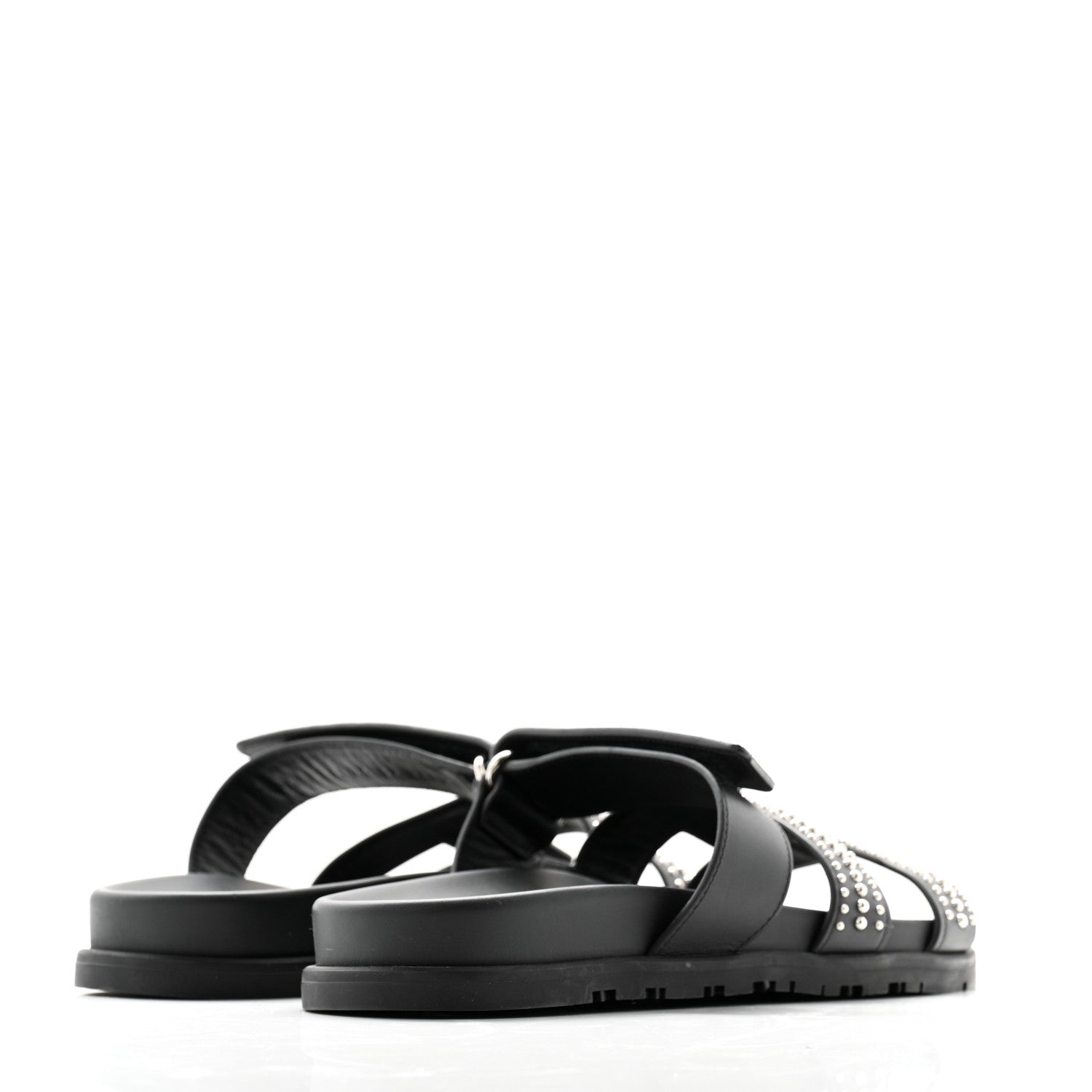 Hermes Mini Stud Calfskin Womens Chypre Sandals 39 Black 4 of 8