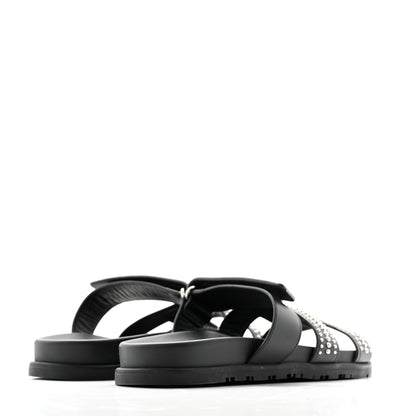 Hermes Mini Stud Calfskin Womens Chypre Sandals 39 Black 4 of 8