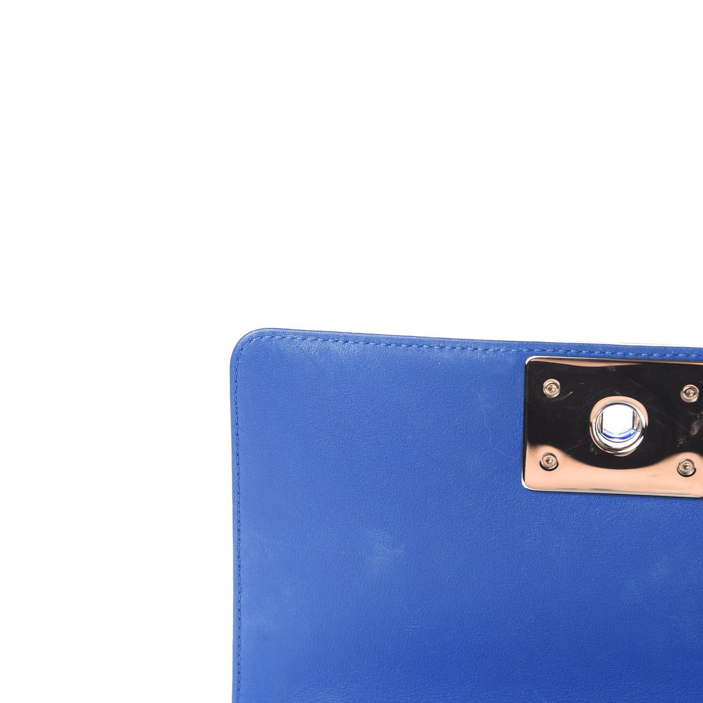 Patent Calfskin Quilted Small Plexiglass Boy Flap Blue